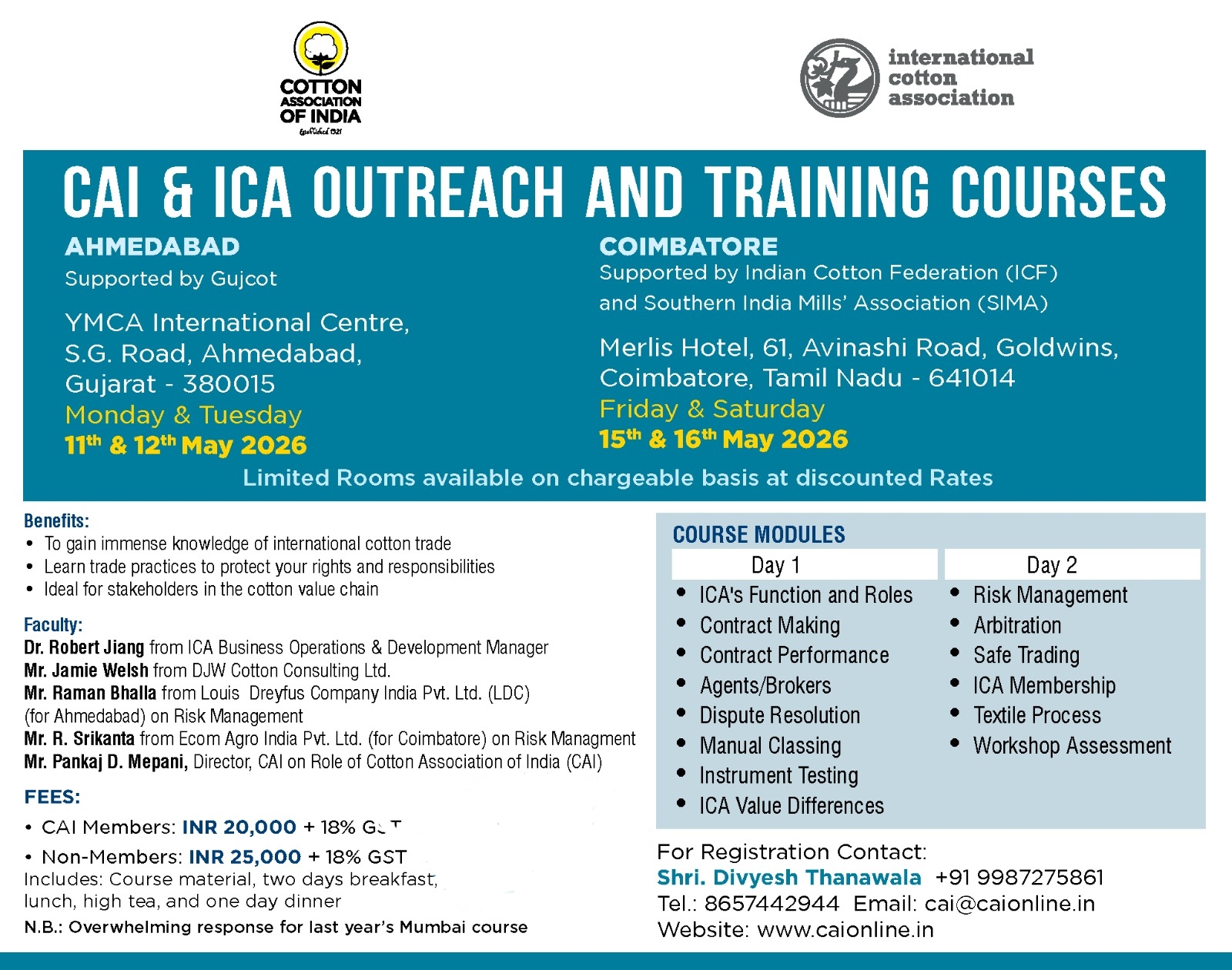 CAI & ICA OUTREACH AND TRAINING COURSES